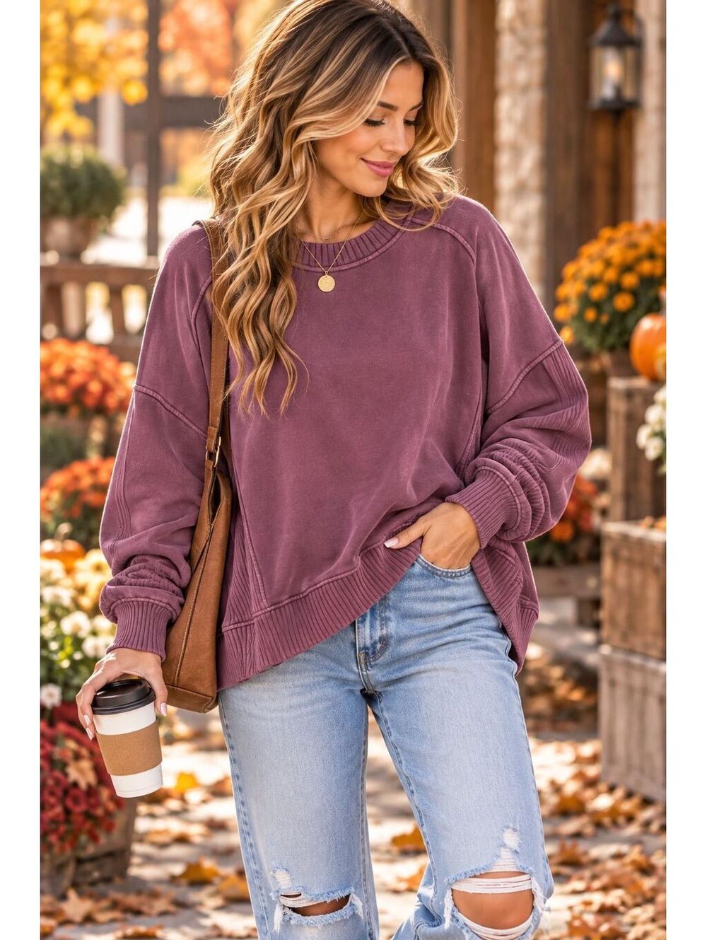 Aerie Oversized Fino Happy Everywhere crewneck medium